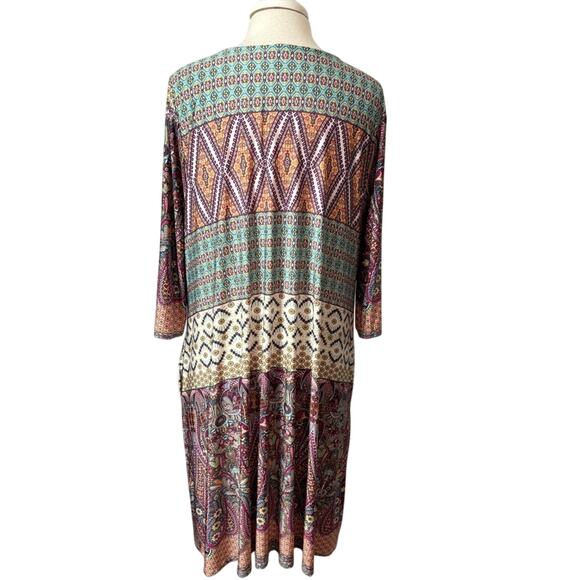 Women's 2XL Colorful Lightweight Half Sleeve BOHO Cottagecore Spring Tunic Dress - Picture 2 of 6